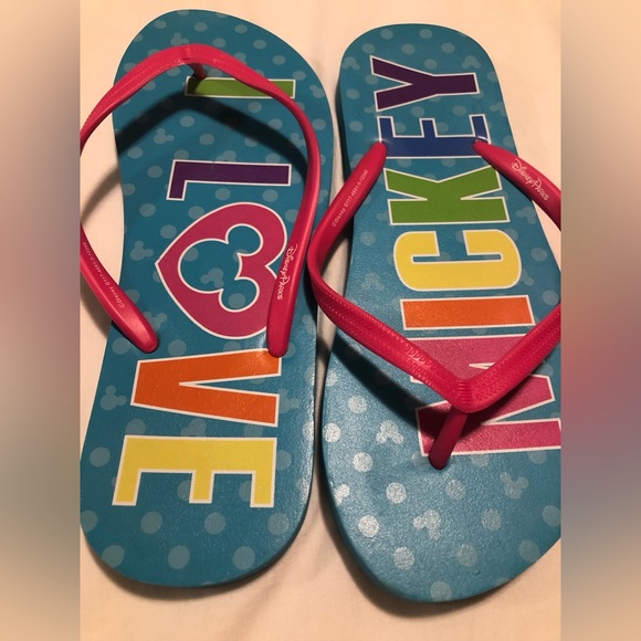 Disney Parks I 🩷 Mickey teal blue flip flops, 10 - Picture 2 of 8